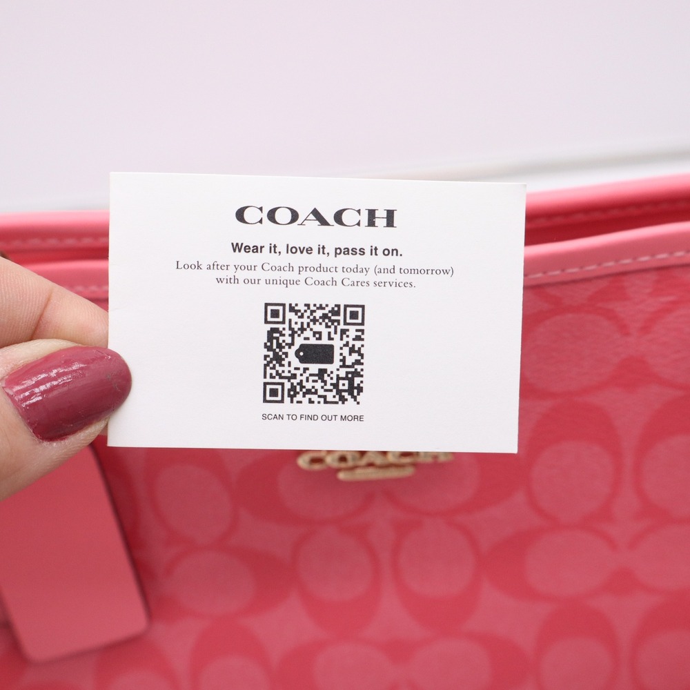 Coach City Tote Signature Canvas Pink Floral Interior Shoulder Bag - Picture 6 of 9
